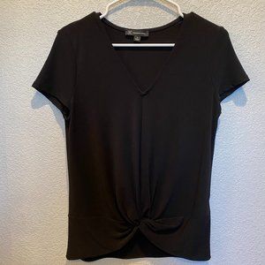 Inc International Concepts Black SLUB KNITS Blouse Style 1001022685 Short Sleeve